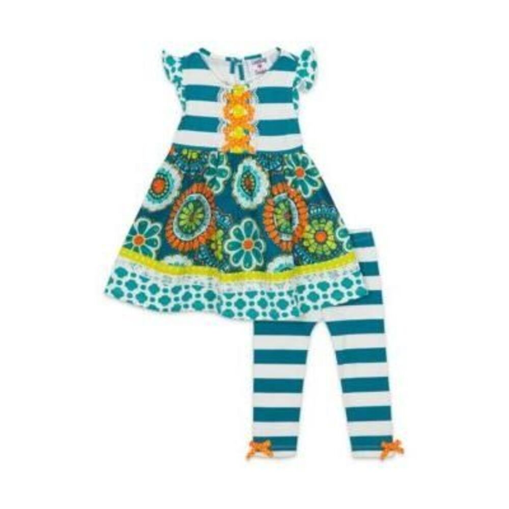 Girl's Counting Daisies 2-Piece Dress Leggings Outfit Set - Size 2T